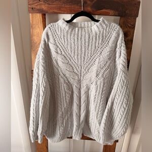 Ava & Viv Soft Gray Cable Knit Cowl Neck Sweater